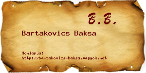 Bartakovics Baksa névjegykártya